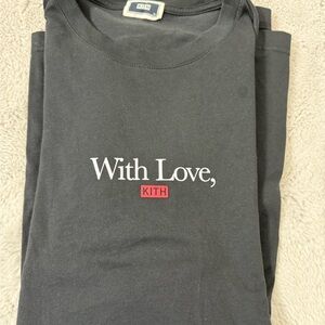 Kith Charcoal Tee with White and Red Accents